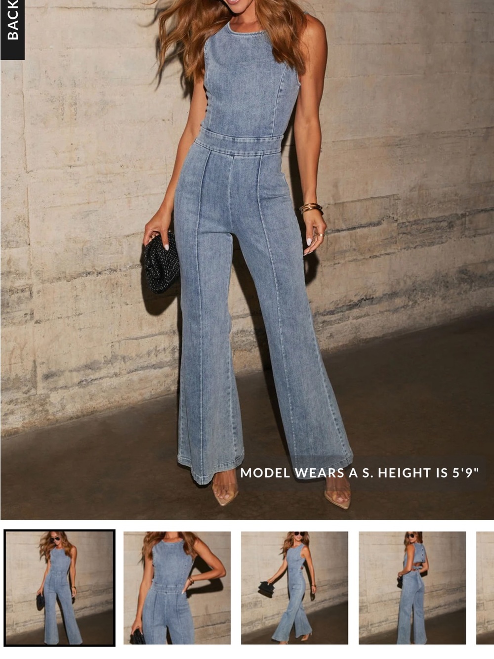 VICI Light Blue Denim Flare Jumpsuit